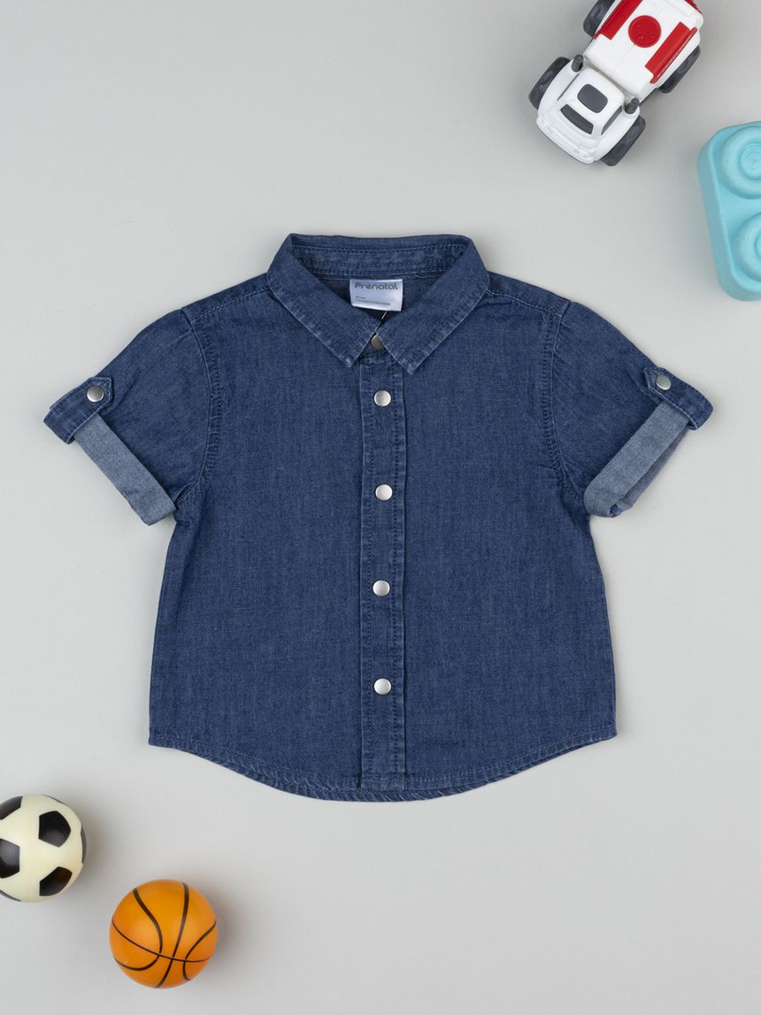 Camicia denim scuro neonato