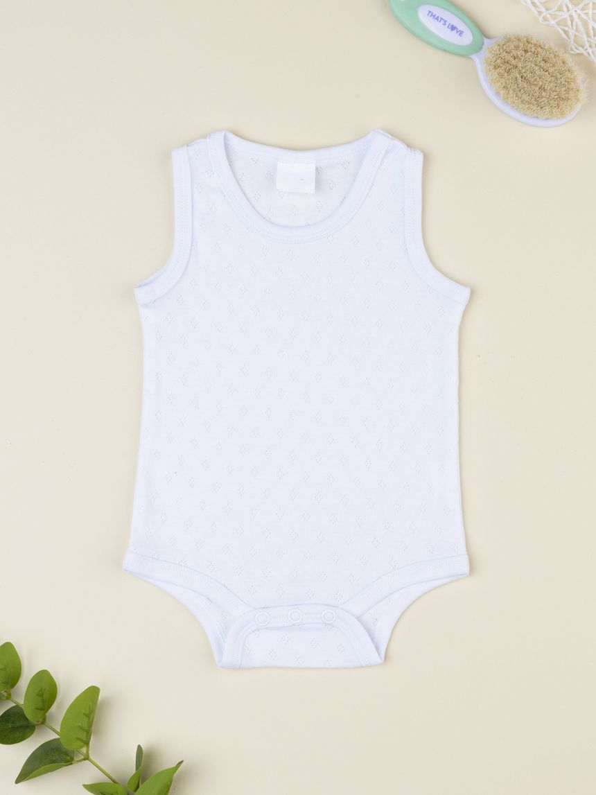 Body bimbo bianco coste traforato