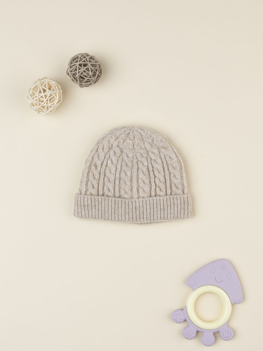Berretto tricot bimbo beige traccia