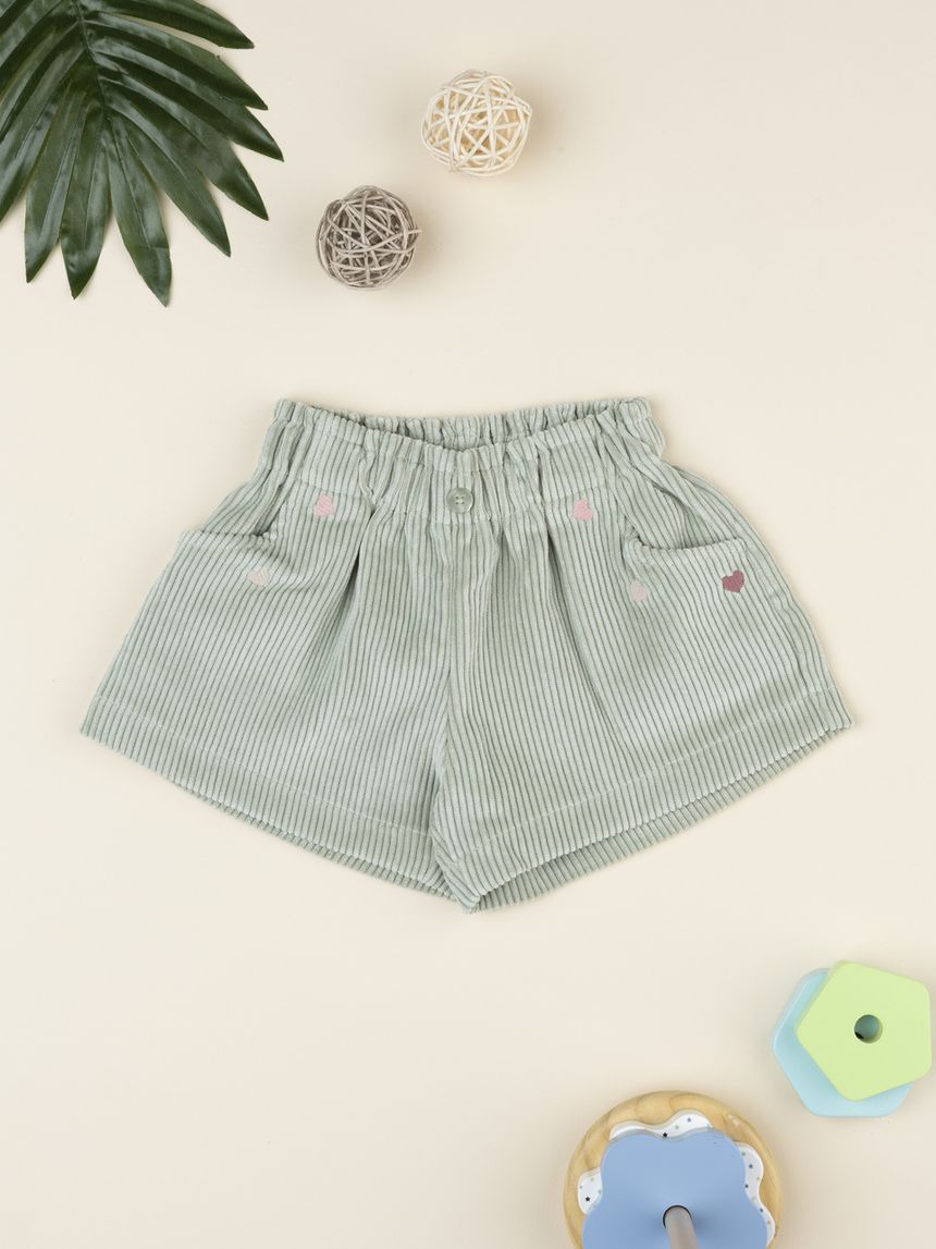 Shorts corduroy verde chiaro bambina