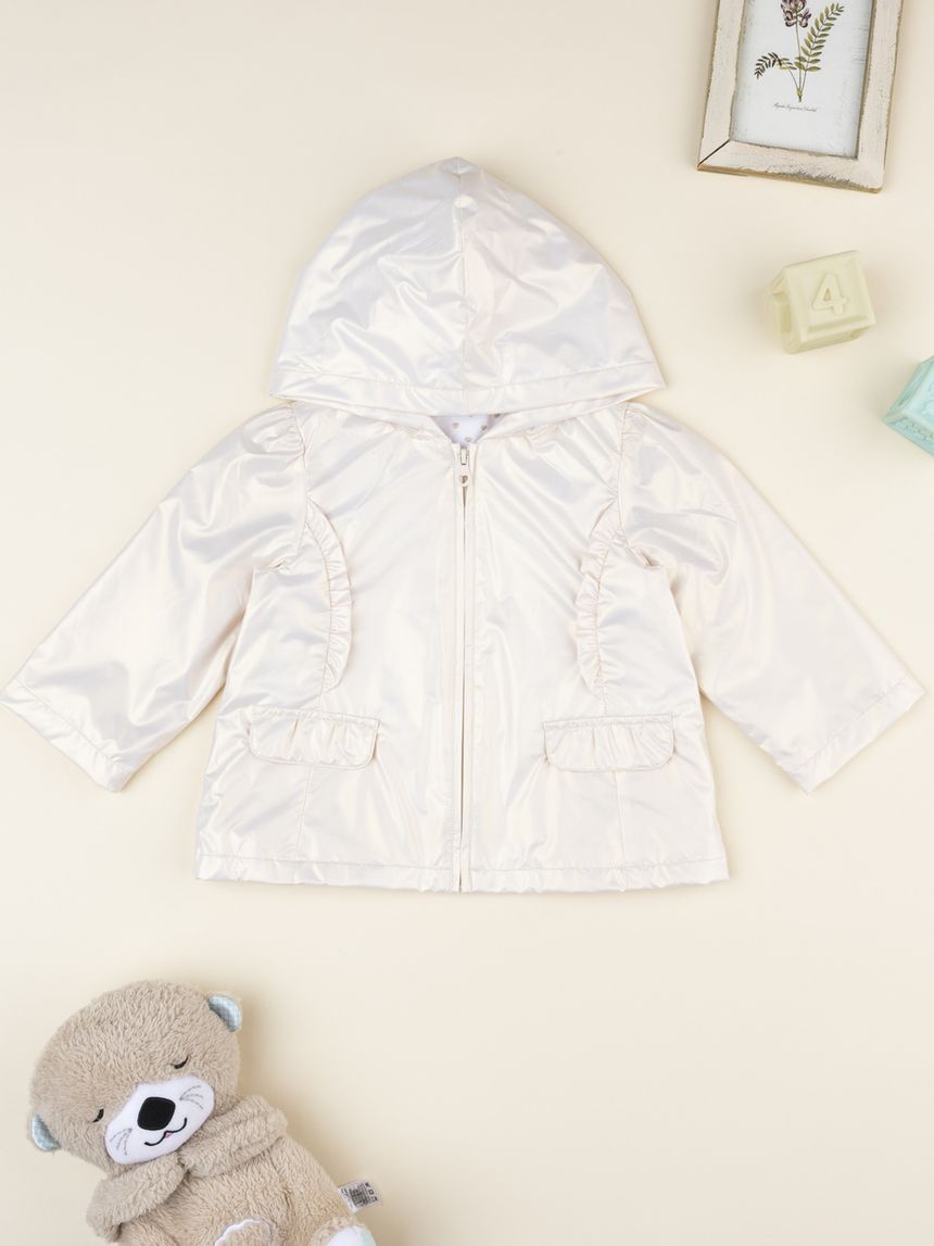 Giacca antivento foderata bimba beige