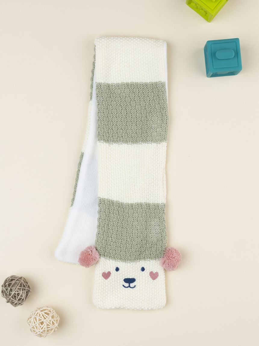 Sciarpa bimba panna/verde animata