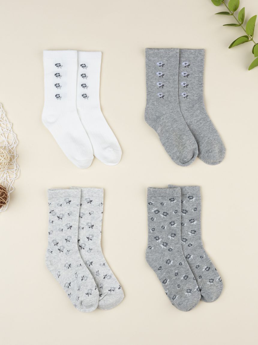 Pack 4 gambaletti bambina fiorellini