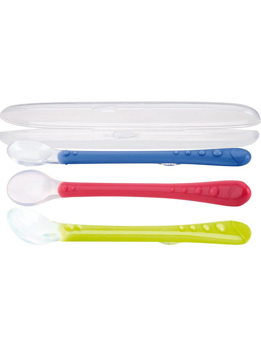 Cucchiaino colori assortiti in silicone con custodia 6m+ - nuby