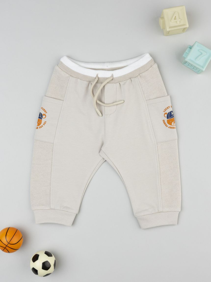 Pantalone bimbo beige tasche