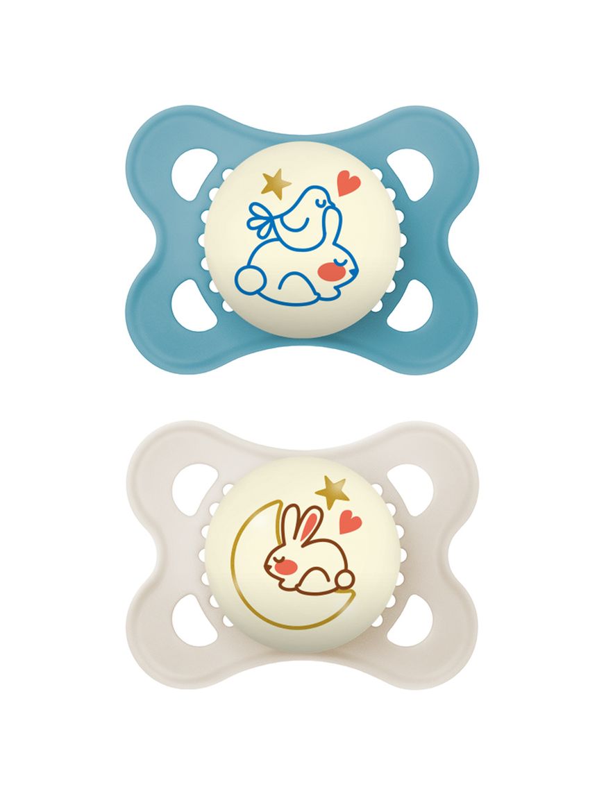 Succhietti original night 2-6m caucciù bio-circolare conf. doppia blu/beige - mam