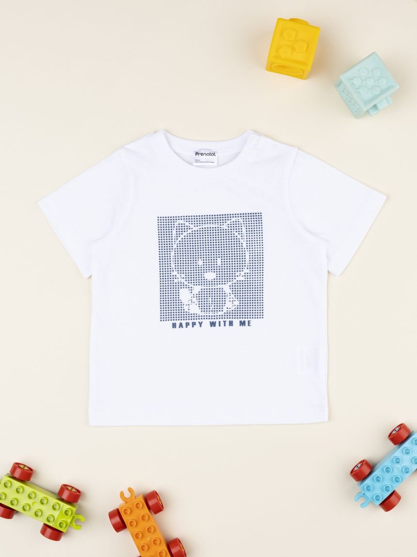 T-shirt bimbo bianca stampa in rilievo