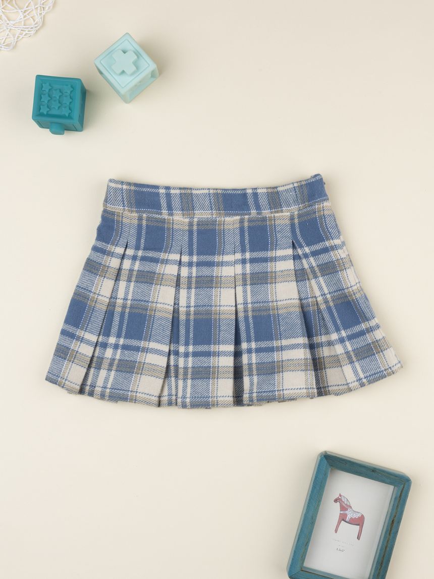 Gonna bambina tartan blu/beige