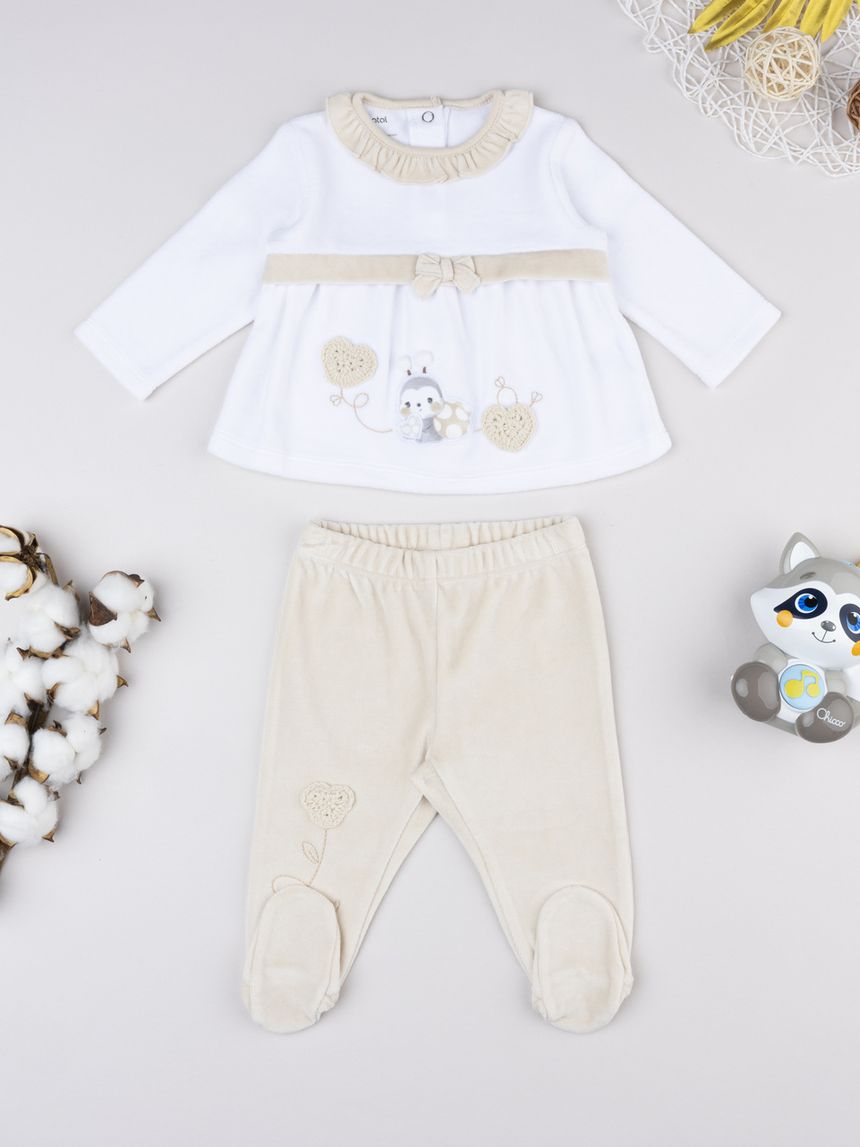 Completo neonata maglia+ghette coccinella