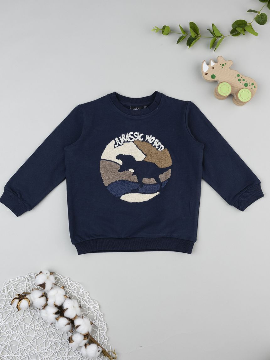 Felpa blu bambino dinosauri