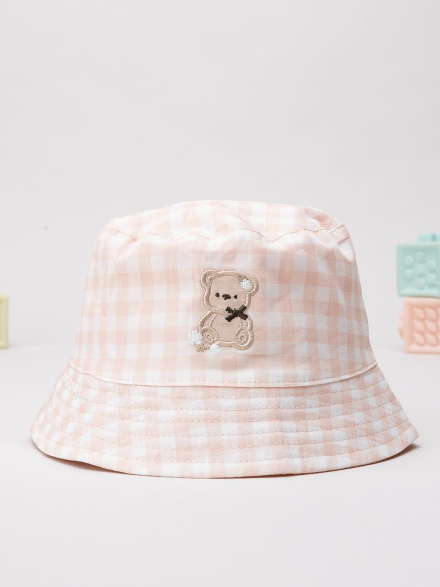Cappello pescatore bimba rosa vichy