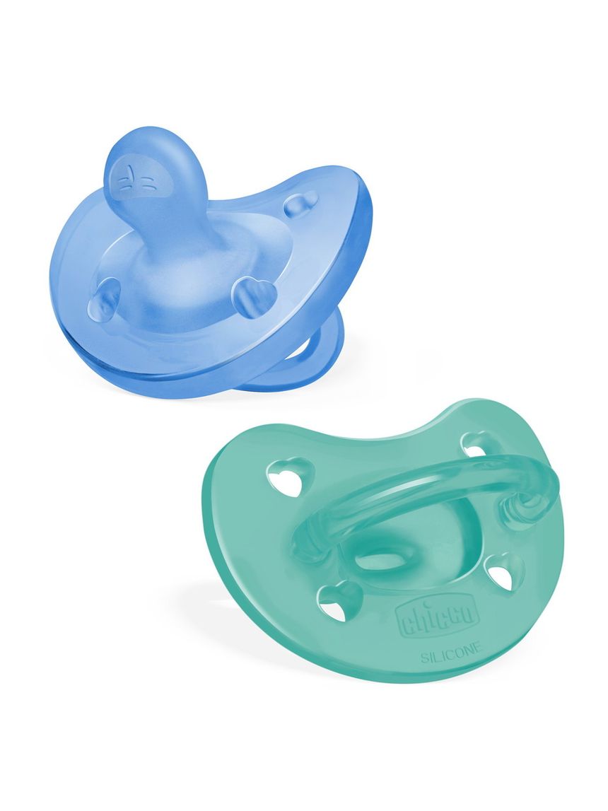 Gommotto physioforma blu/verde in silicone 2 pezzi | 6-16 mesi - chicco