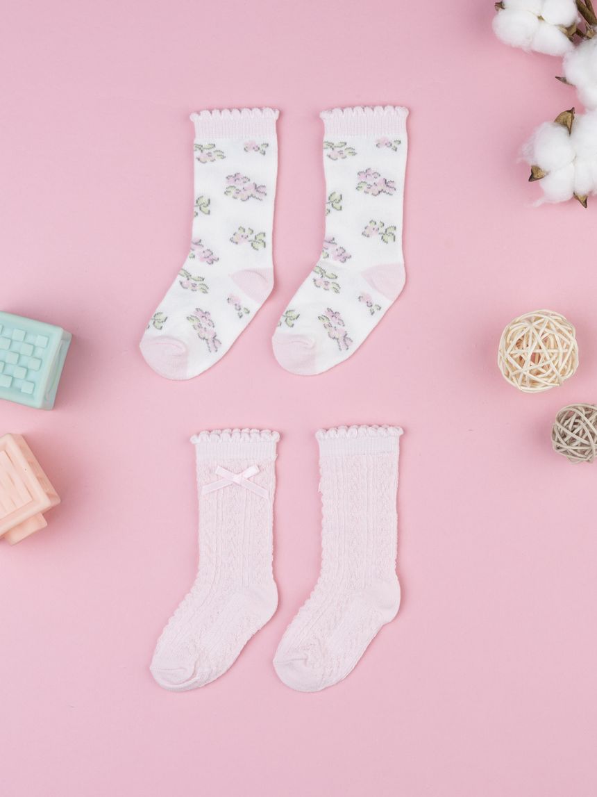 Pack 2 calze bambina rosa