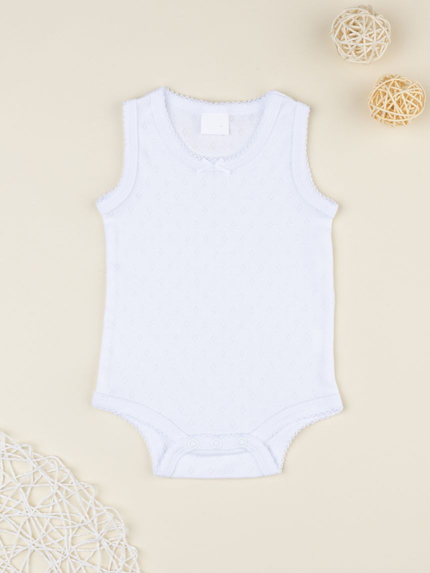 Body bimba bianco spalla larga traforato