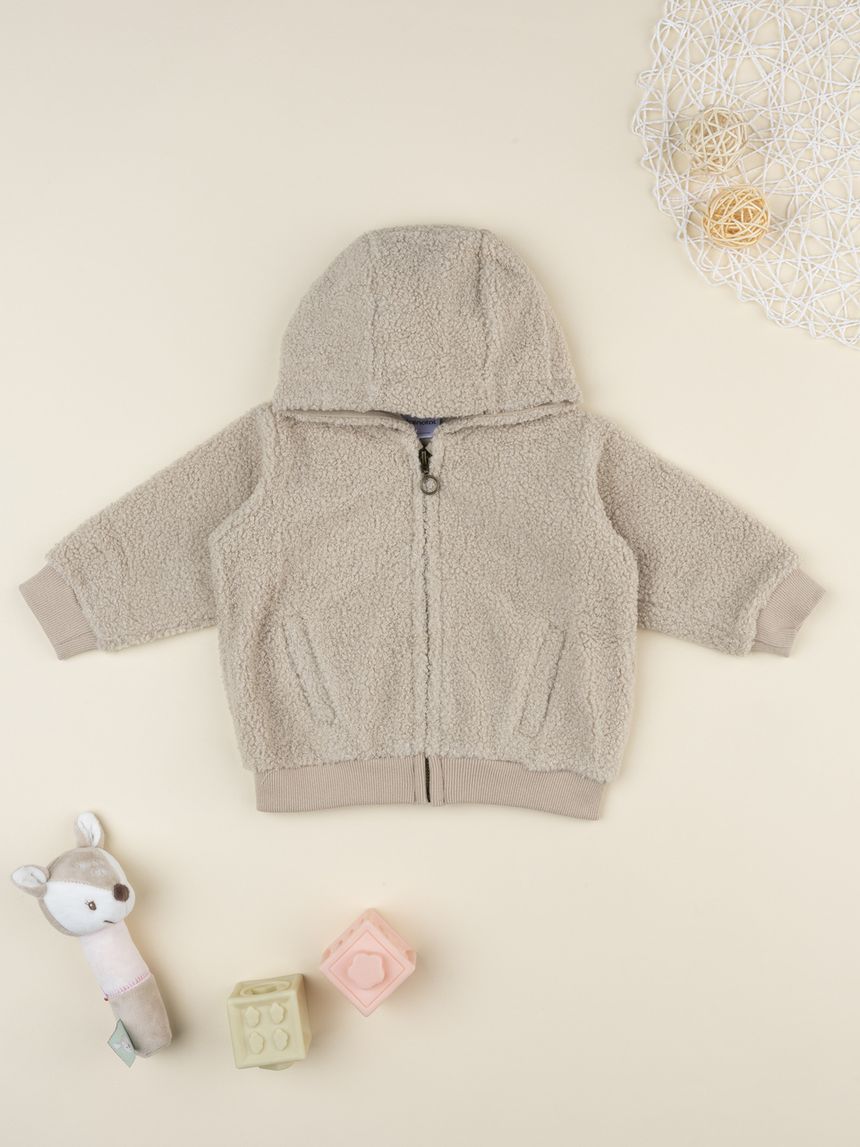 Cardigan fake fue beige neonato