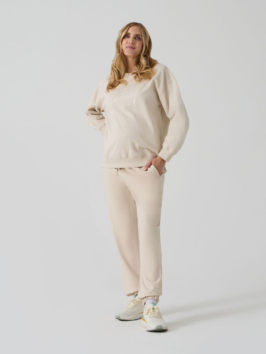 Felpa panna premaman con ricamo