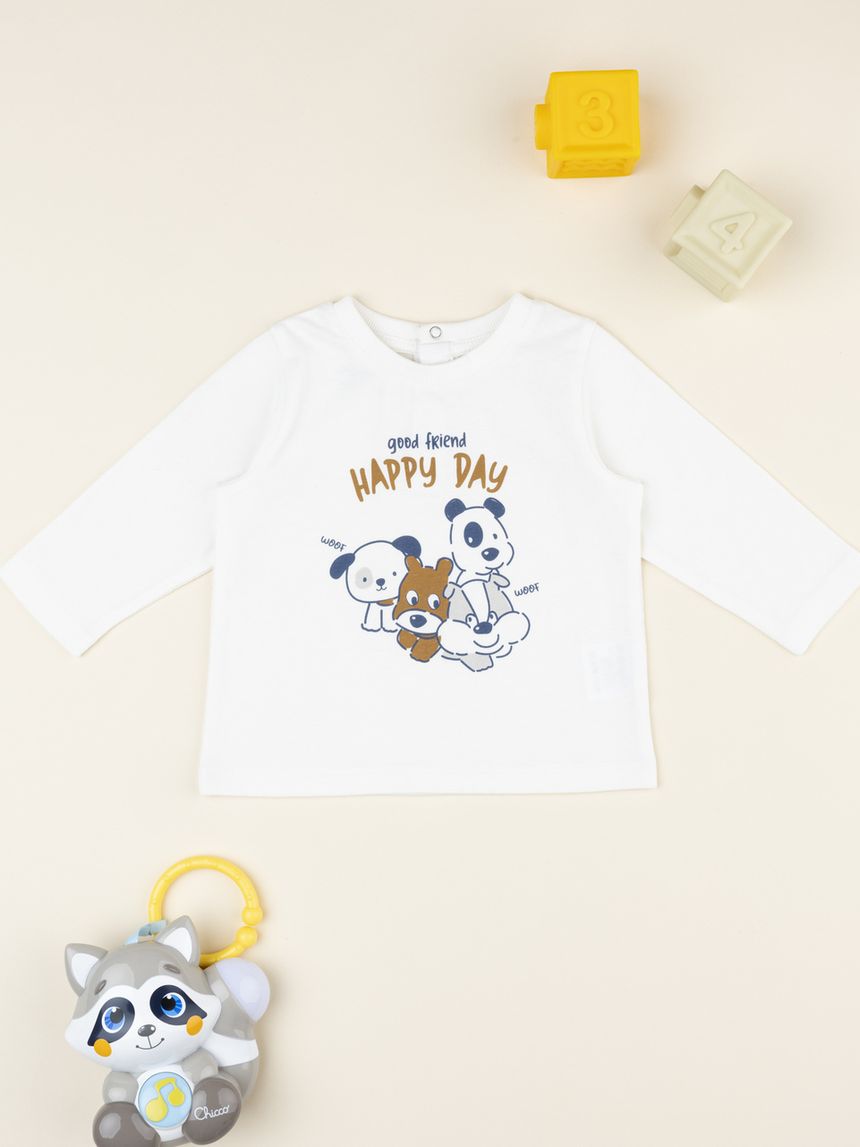 T-shirt bimbo bianca stampata "friends"