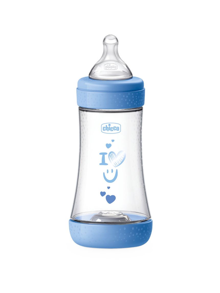 Biberon perfect5 azzurro 240ml in silicone 2 fori - chicco