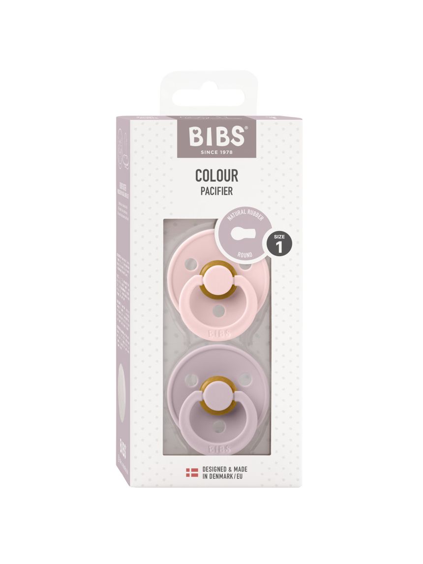 Set 2 ciucci colour rotondo tettarella in lattice colore rosa-lilla scuro size 1 | 0-6 mesi - bibs