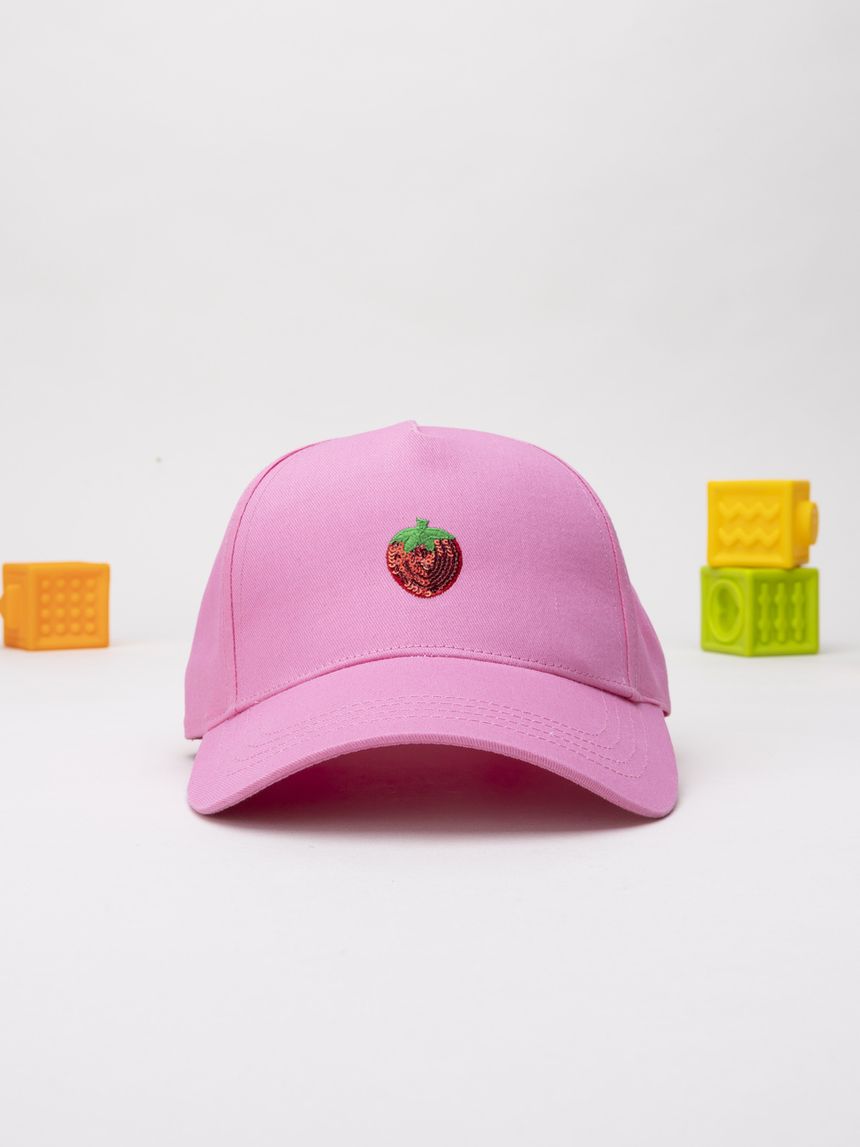 Berretto bimba rosa fragola paillettes