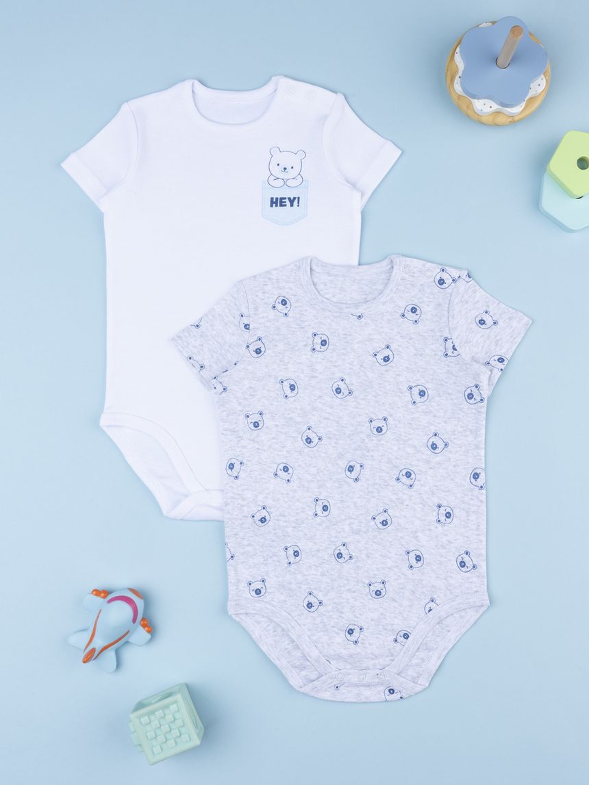Pack 2 body bimbo orsi bianco/grigio