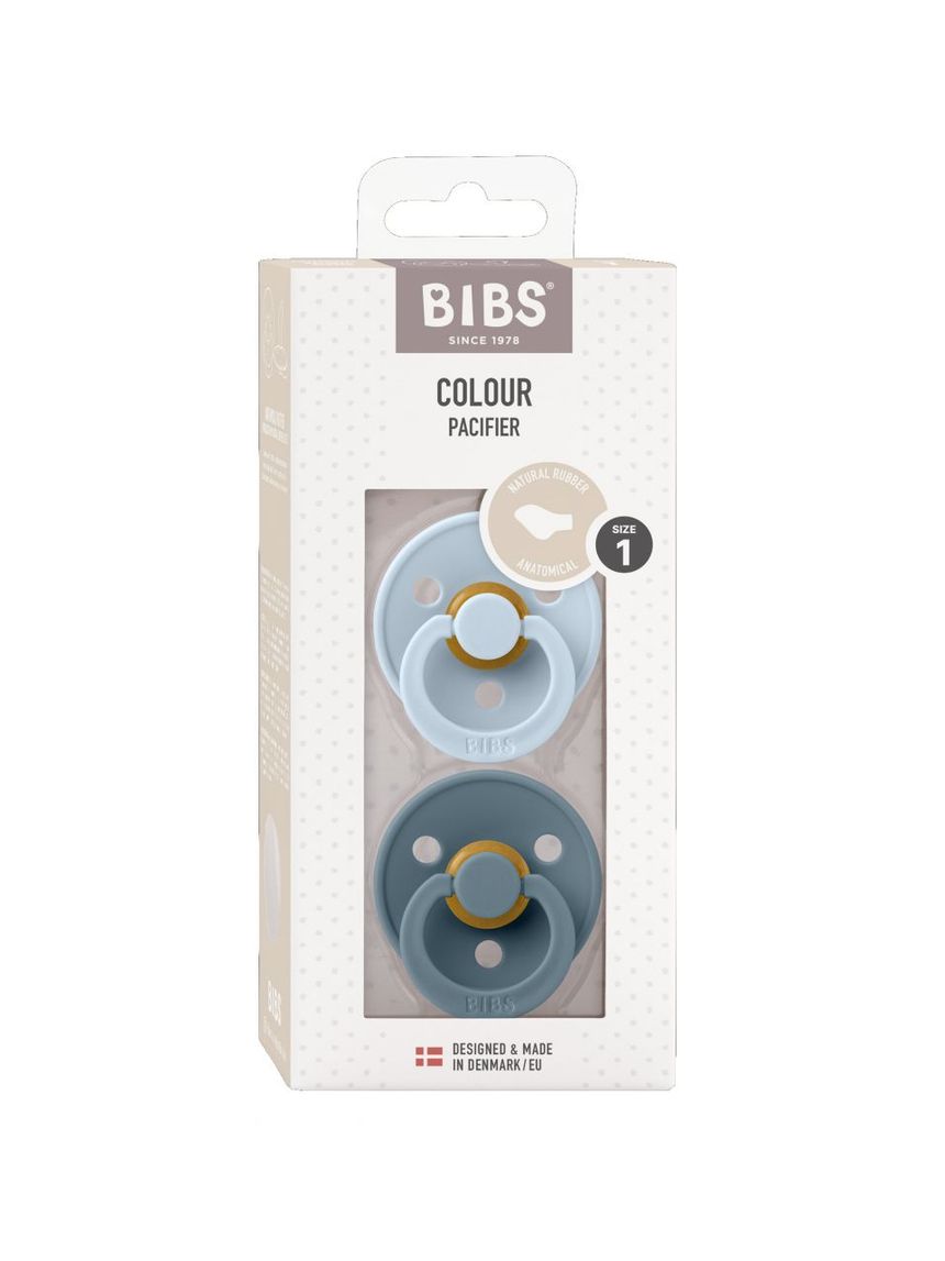 Set 2 ciucci tettarella anatomica in gomma naturale 0/6 mesi - colore baby blue e petrolio - bibs
