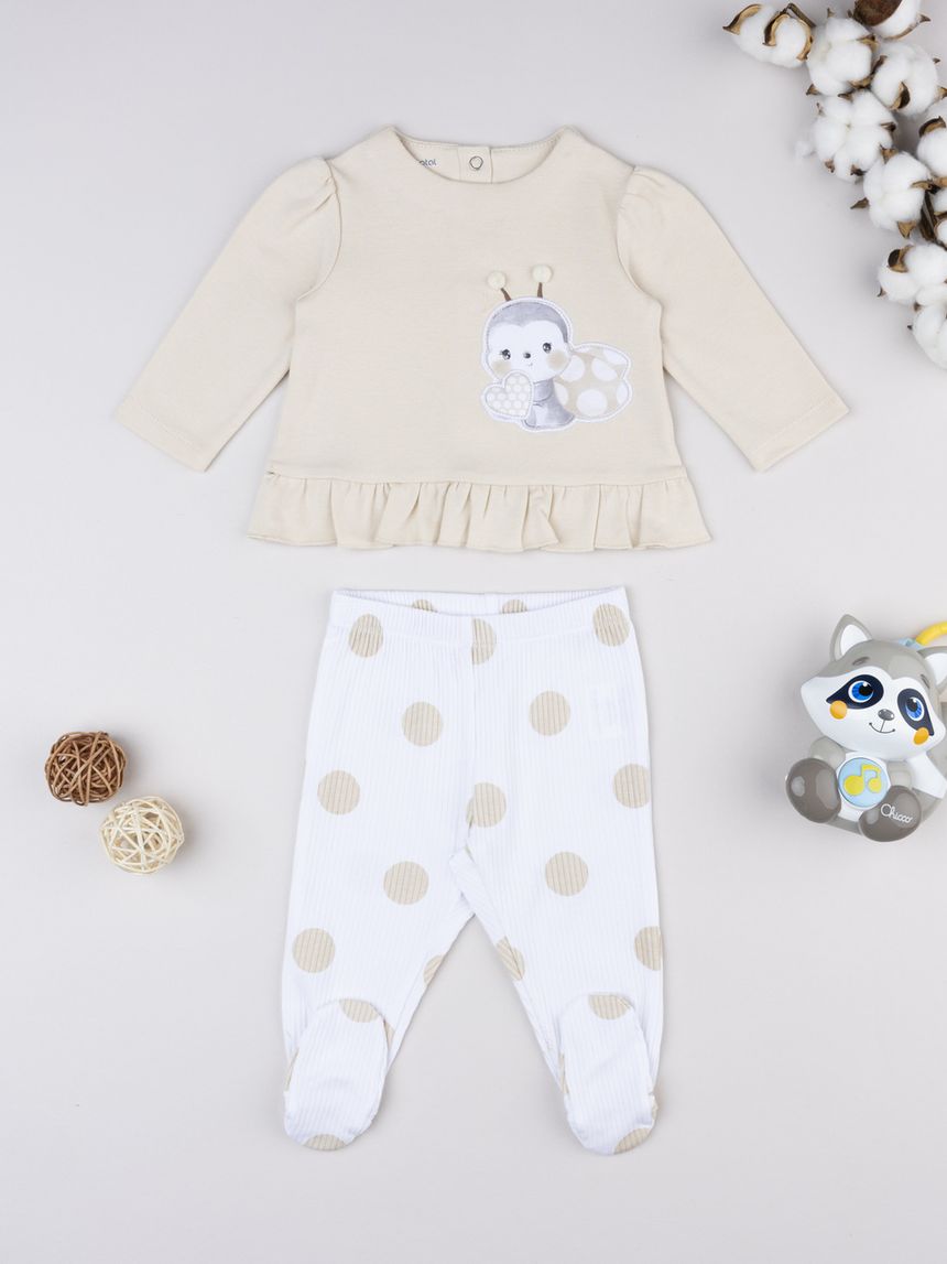 Completo bimba beige coccinella
