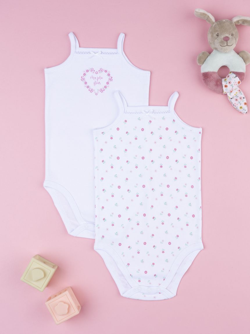 Pack 2 body bimba fiori spalla stretta