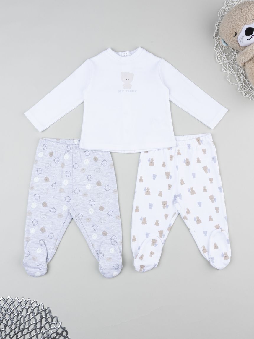 Pack 2 set orso neonato bianco/grigio