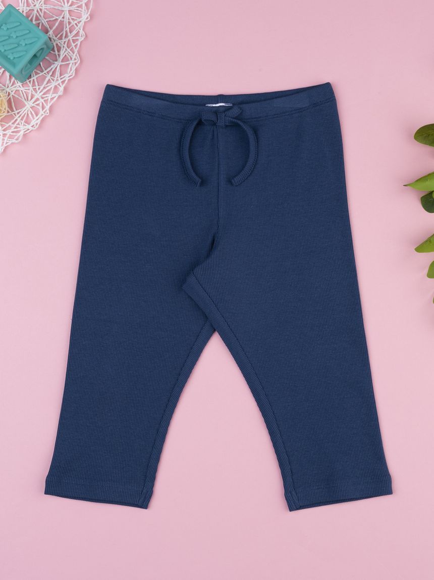 Legging 3/4 bimba blu con fiocco