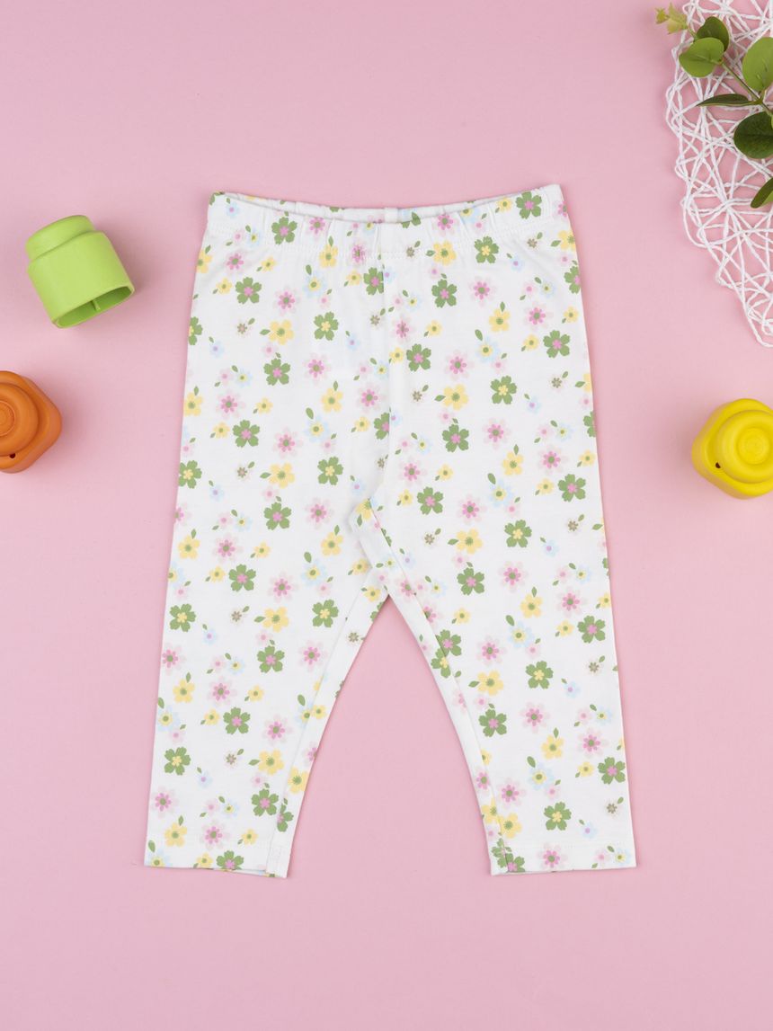 Legging bimba fiori colorati allover