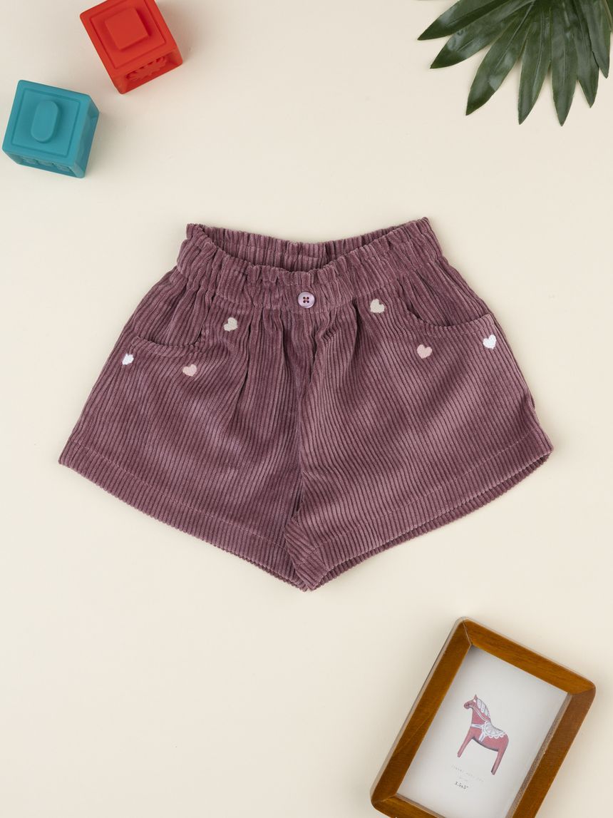 Shorts corduroy rosa antico bambina