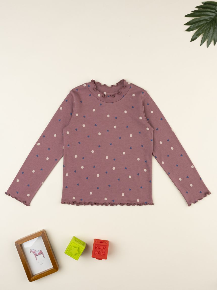 T-shirt rosa antico bambina allover