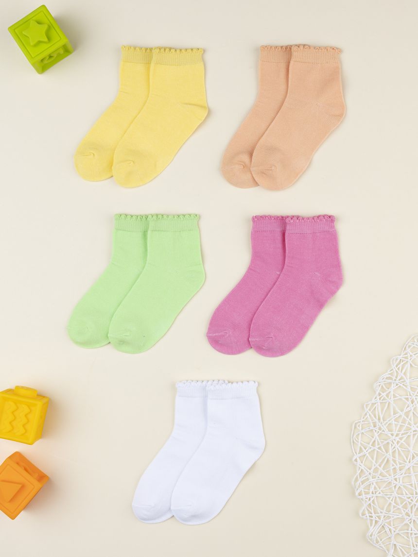Pack 5 calze bambina vari colori