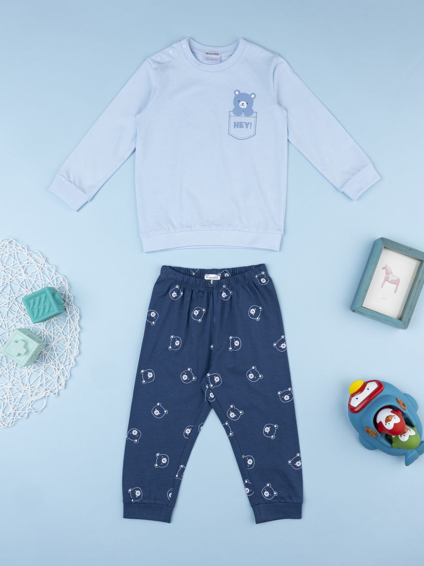 Pigiama due pezzi bimbo azzurro/blu orsi
