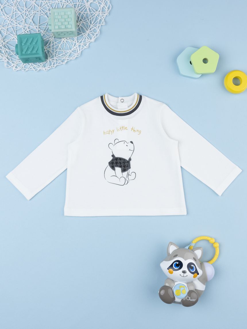 T-shirt bimbo bianca stampata winnie the pooh
