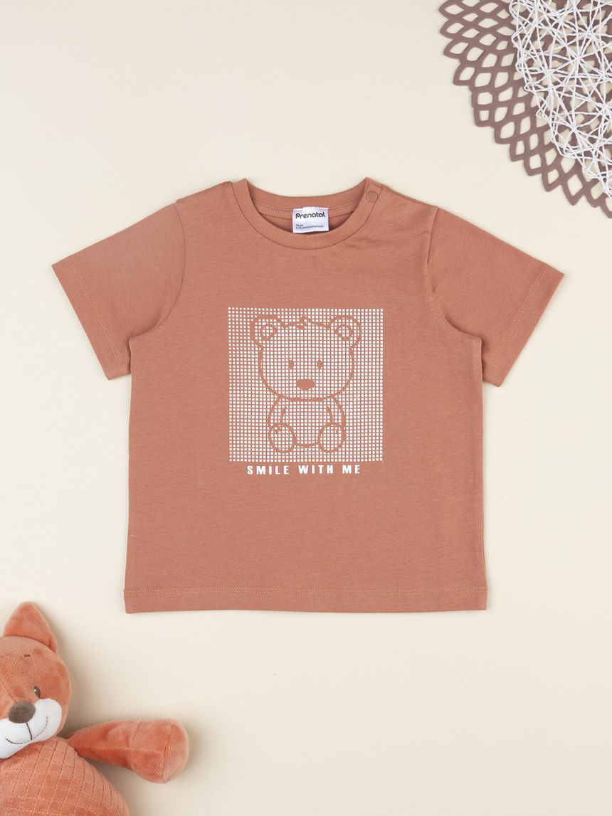 T.shirt bimbo arancione orso