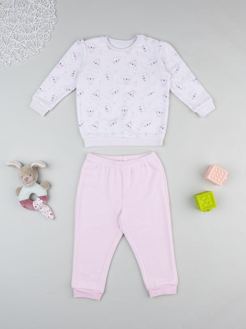 Pigiama bimba bianco/rosa koala