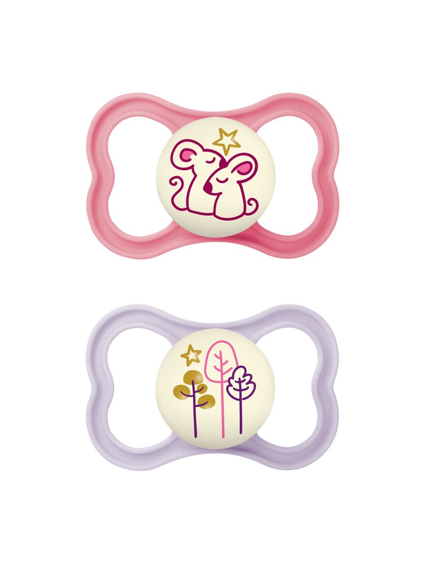 Succhietti air night 6+ silicone bio-circolare conf. doppia rosa/viola - mam