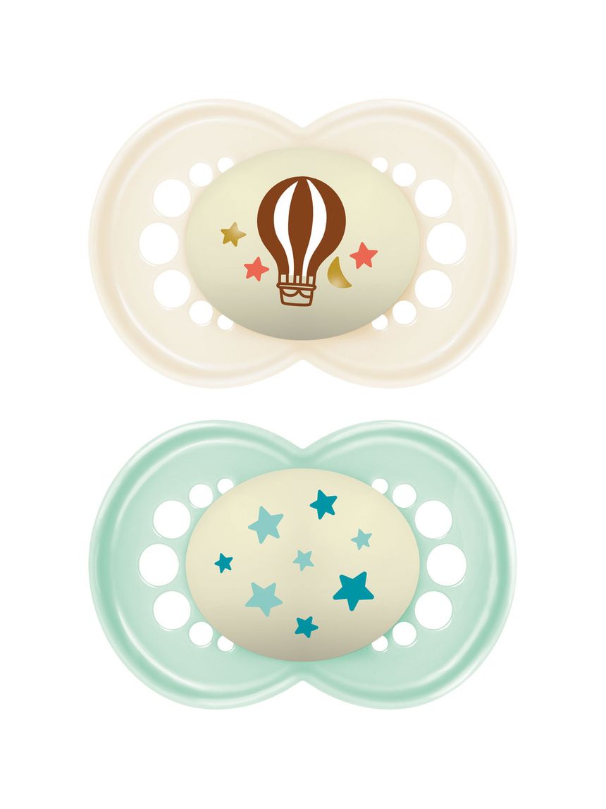 Succhietti original night 6+ caucciù bio-circolare conf. doppia verde/grigio - mam