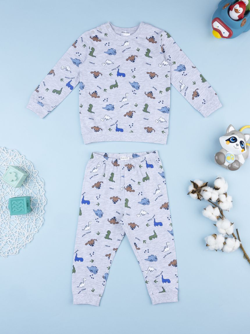Pigiama bimbo due pezzi dino grigio