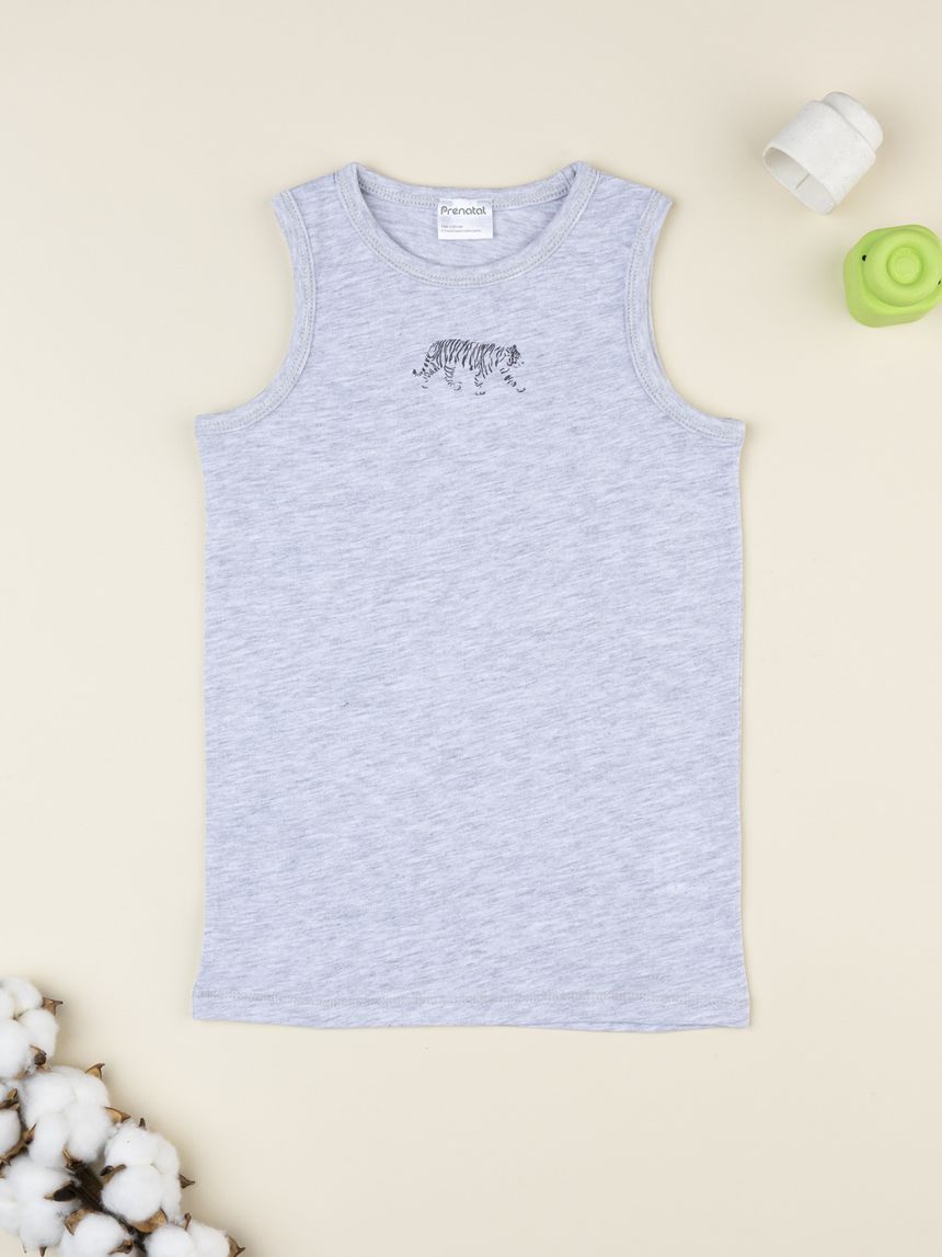 Canotta bimbo tigre grigia