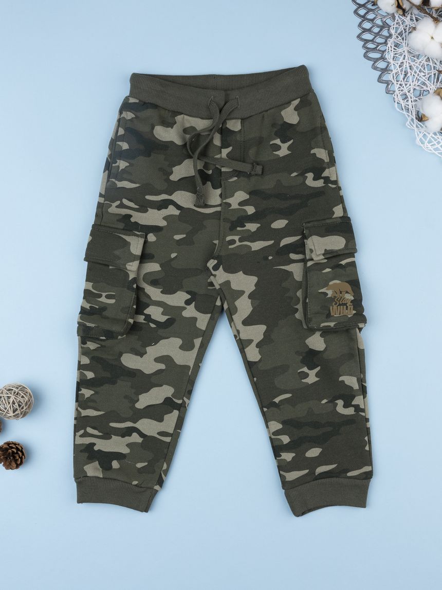 Pantalone bimbo felpato camouflage