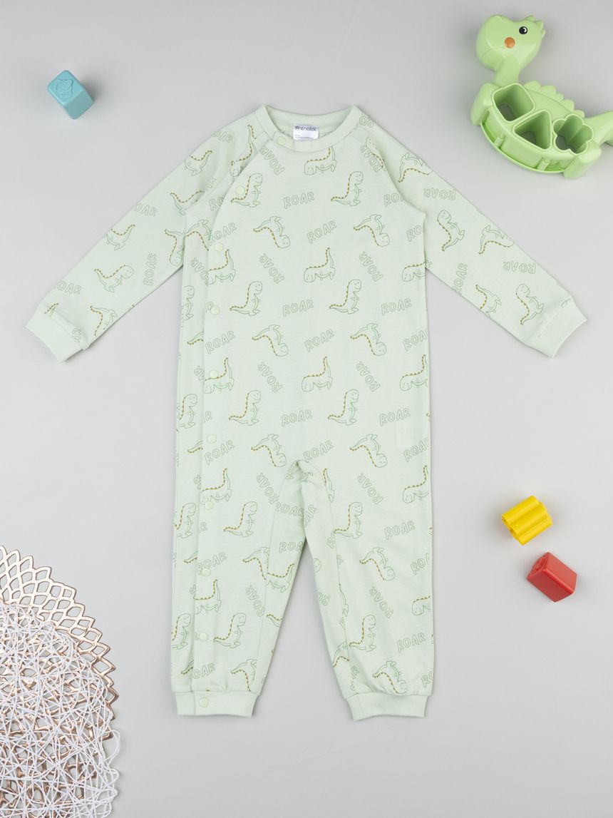 Pigiamone bimbo verde dinosauri