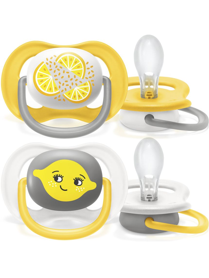 2 ciucci ultra air collection 6-18 mesi decorazione limone/arancia - philips avent