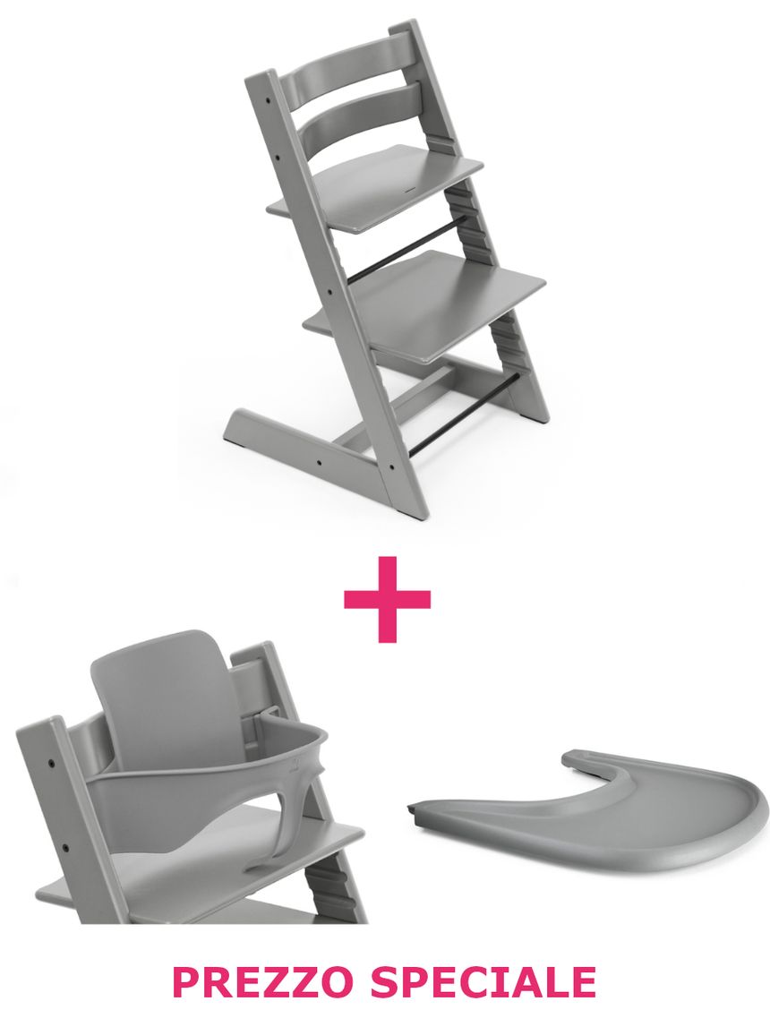 Tripp trapp® storm grey sedia + babyset + vassoio – personalizzabile – stokke®