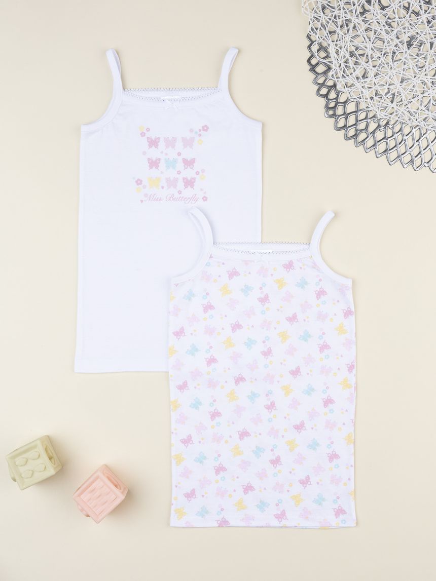 Pack 2 canotte bimba farfalle