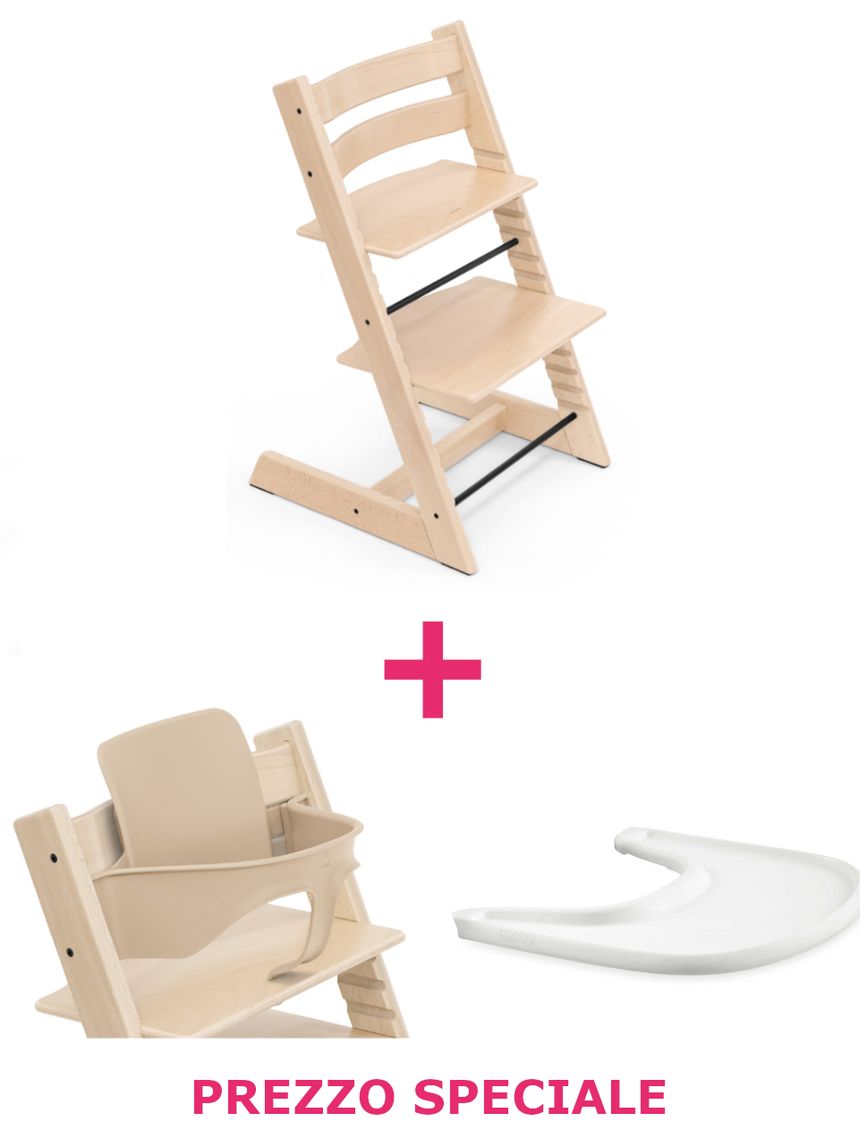 Tripp trapp® naturale sedia + babyset + vassoio bianco - personalizzabile - stokke®