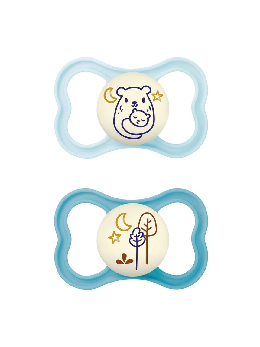 Succhietti air night 16+ silicone bio-circolare conf. doppia verde/blu - mam