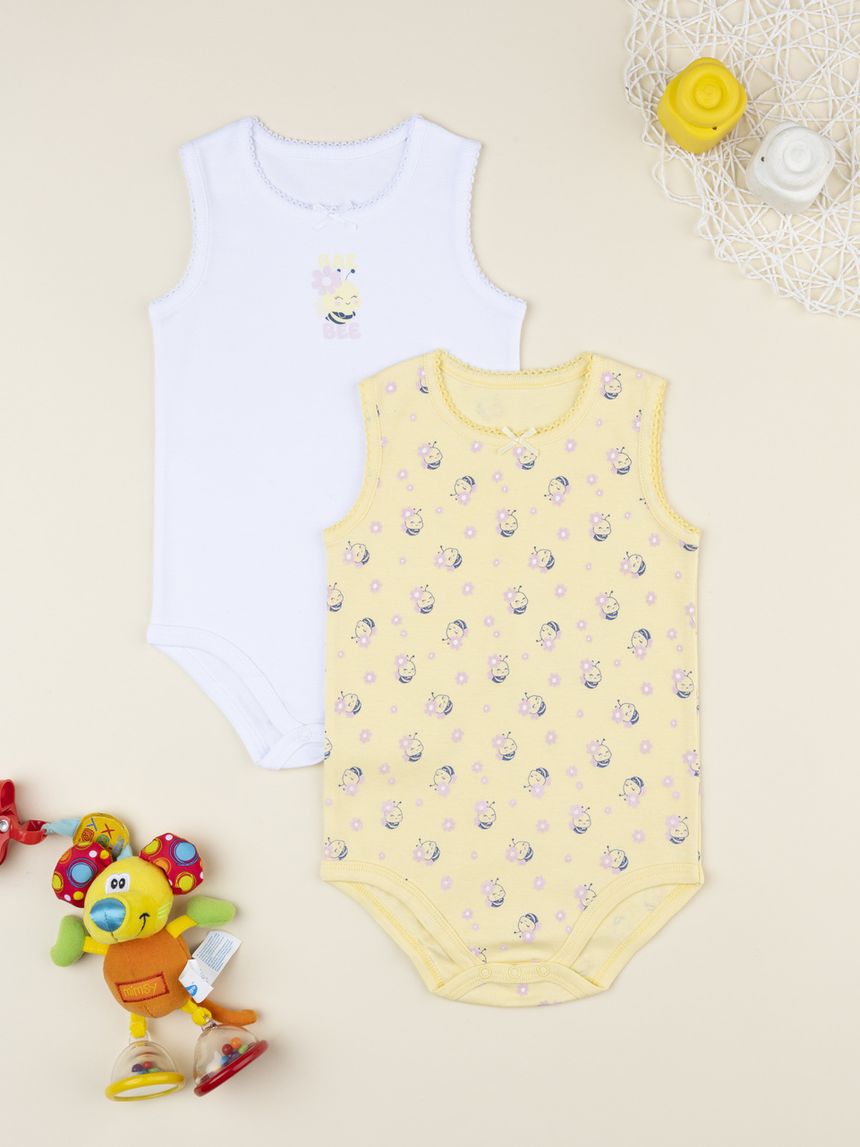 Pack 2 body bimba api bianco/giallo